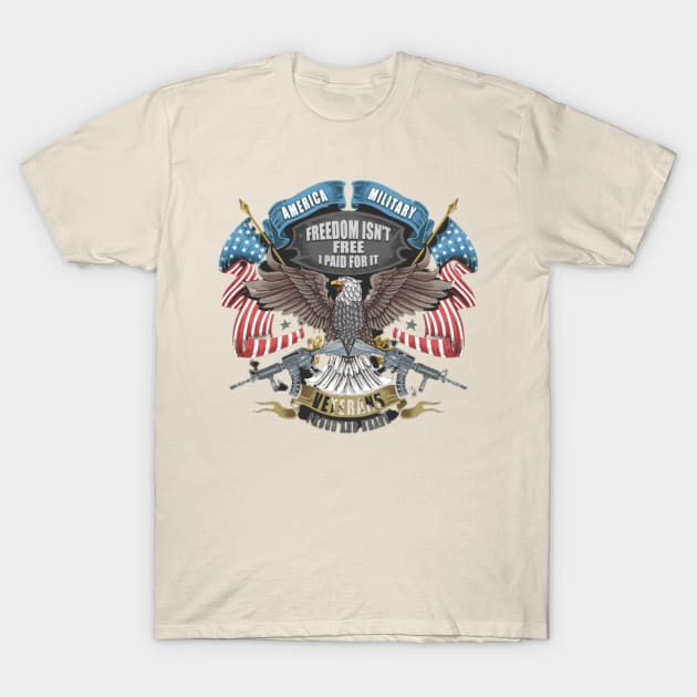 USA Patriotic Veteran Freedom Fighter T-Shirt by Graffix